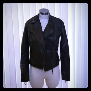 Ann Taylor Faux leather chocolate brown jacket